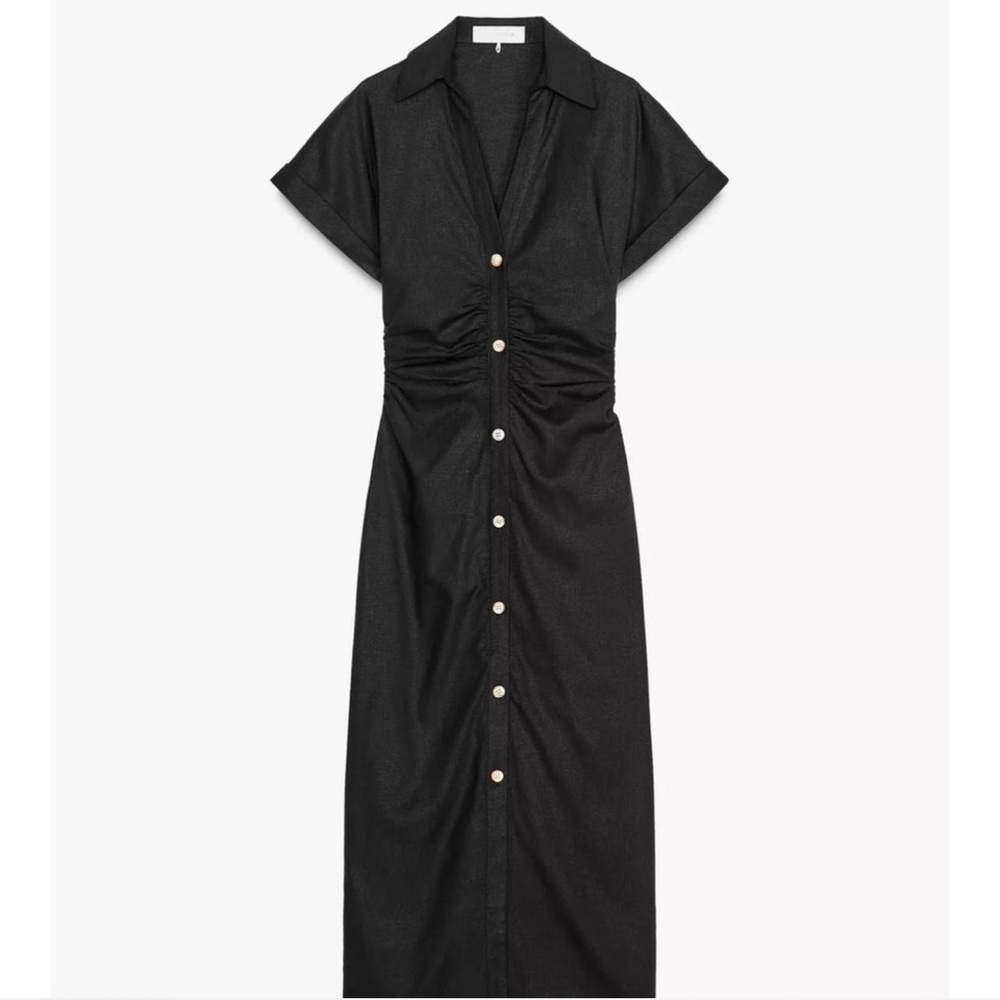 Zara Elegant Black Button-Down Dress